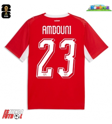 Suiza Zeki Amdouni #23 Primera Equipación Mundial 2026 Manga Corta